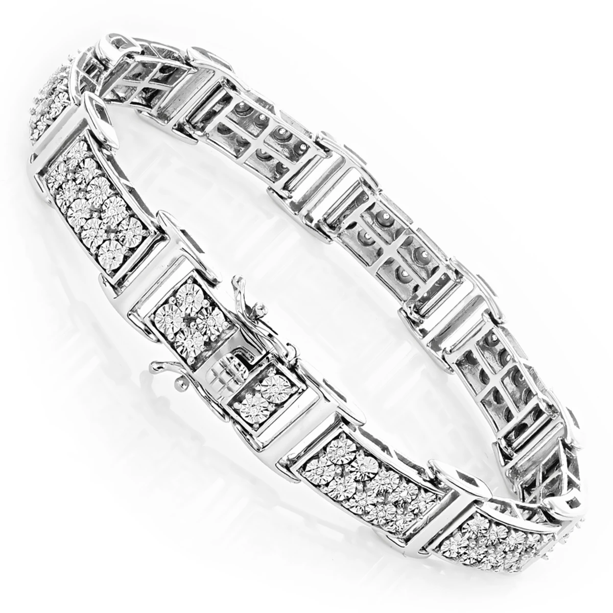 Sterling Silver Diamond Bracelet 0.6ct 3 Sterling Silver Diamond Bracelet 0.6ct