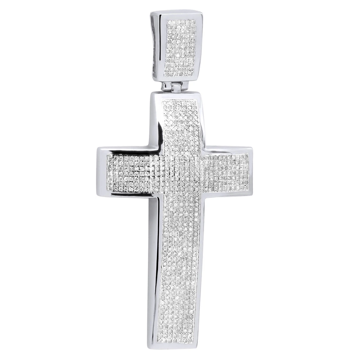 Sterling Silver Diamond Cross Pendant 1.90ct 3 Sterling Silver Diamond Cross Pendant 1.90ct