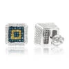 Square Sterling Silver Diamond Earrings Studs 0.35ct Yellow Blue Diamonds -Its Hot Jewelry Shop sterling silver diamond earrings 050ct yellow blue p 44068