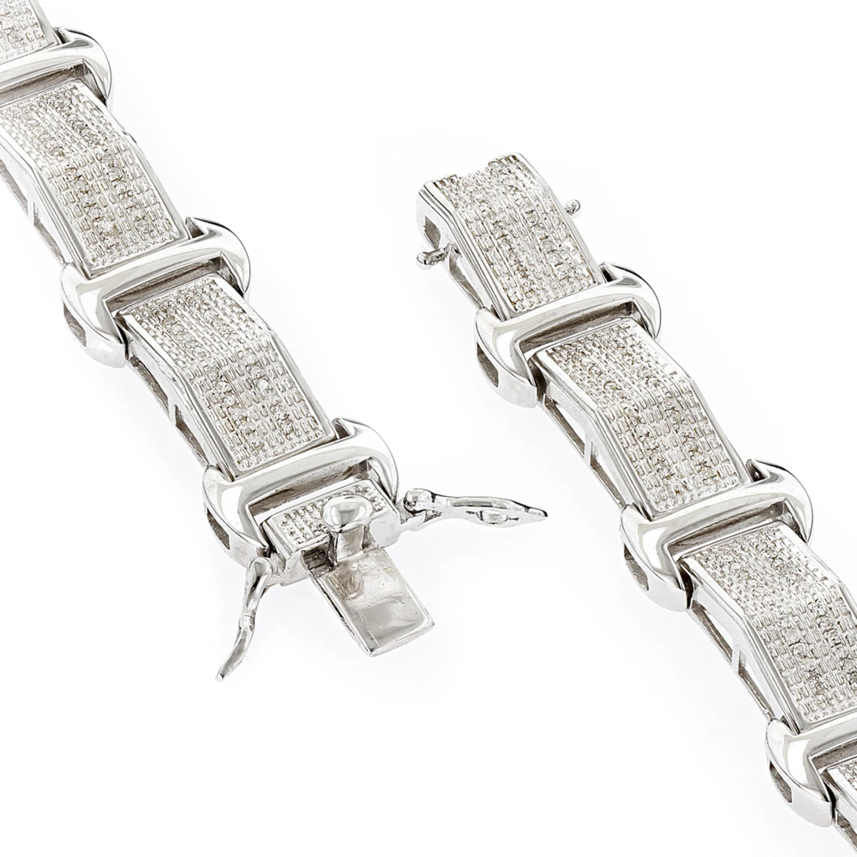 Sterling Silver Men's Diamond Bracelet 0.59ct 4 Sterling Silver Men's Diamond Bracelet 0.59ct - Image 2