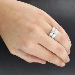 Sterling Silver Trio Diamond Ring Set 0.17ct -Its Hot Jewelry Shop sterling silver trio diamond ring set 017ct 3