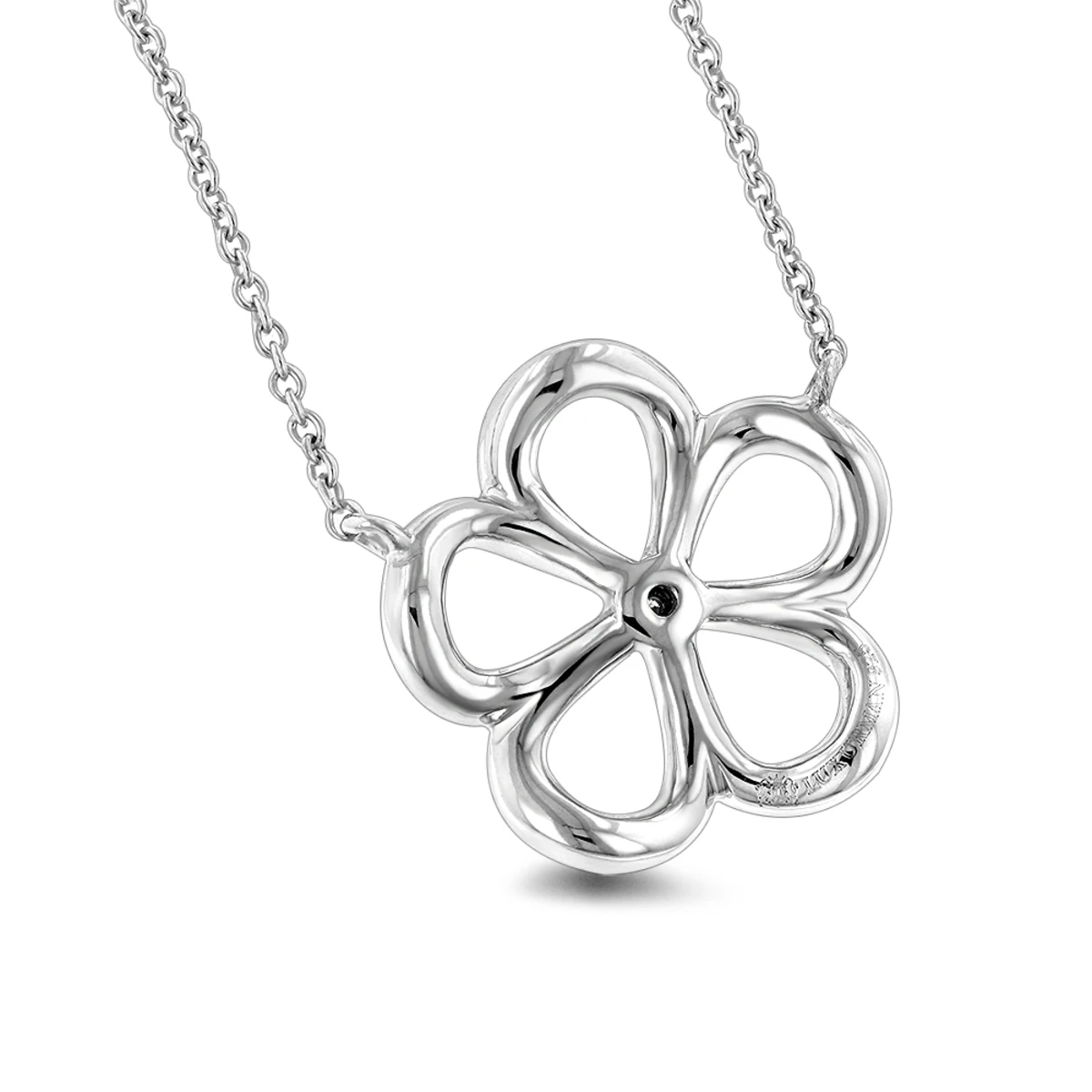 Sterling Silver Women's Diamond Flower Necklace Luxurman Love Quotes 4 Sterling Silver Women's Diamond Flower Necklace Luxurman Love Quotes - Image 2
