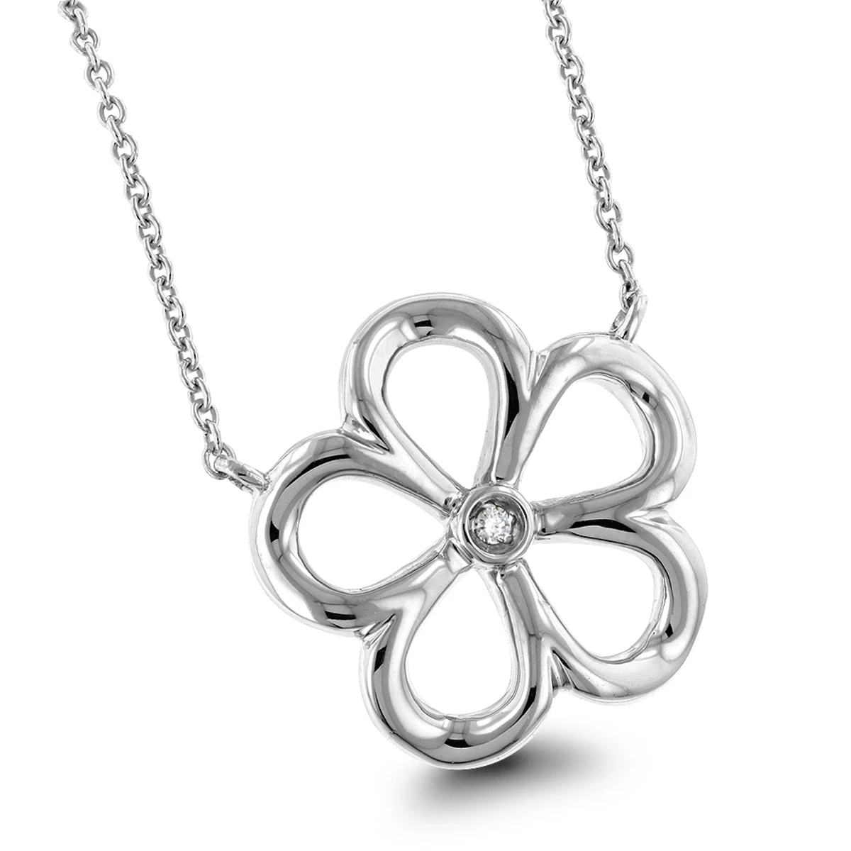 Sterling Silver Women's Diamond Flower Necklace Luxurman Love Quotes 3 Sterling Silver Women's Diamond Flower Necklace Luxurman Love Quotes