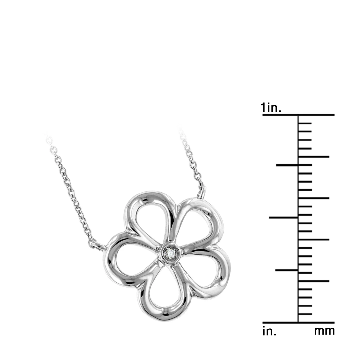 Sterling Silver Women's Diamond Flower Necklace Luxurman Love Quotes 6 Sterling Silver Women's Diamond Flower Necklace Luxurman Love Quotes - Image 4