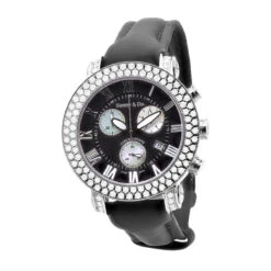 Swiss 5 Carat VS Diamond Bezel Watch For Men Benny And Co Black Dial 45mm