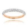 Thin 14K Rose Gold Women's Pave Diamonds Band By Luxurman 0.6ct -Its Hot Jewelry Shop thin 14k gold womens pave diamonds band by luxurman 06ct ro