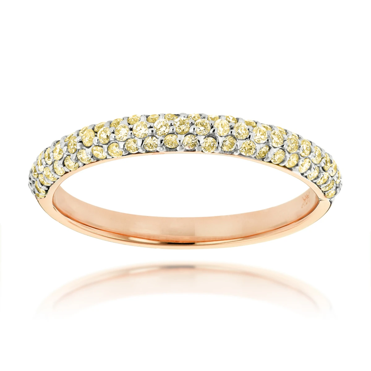 Thin 14K Yellow Gold Women's Yellow Diamond Band Pave Diamonds 0.7ct 5 Thin 14K Yellow Gold Women's Yellow Diamond Band Pave Diamonds 0.7ct - Image 3