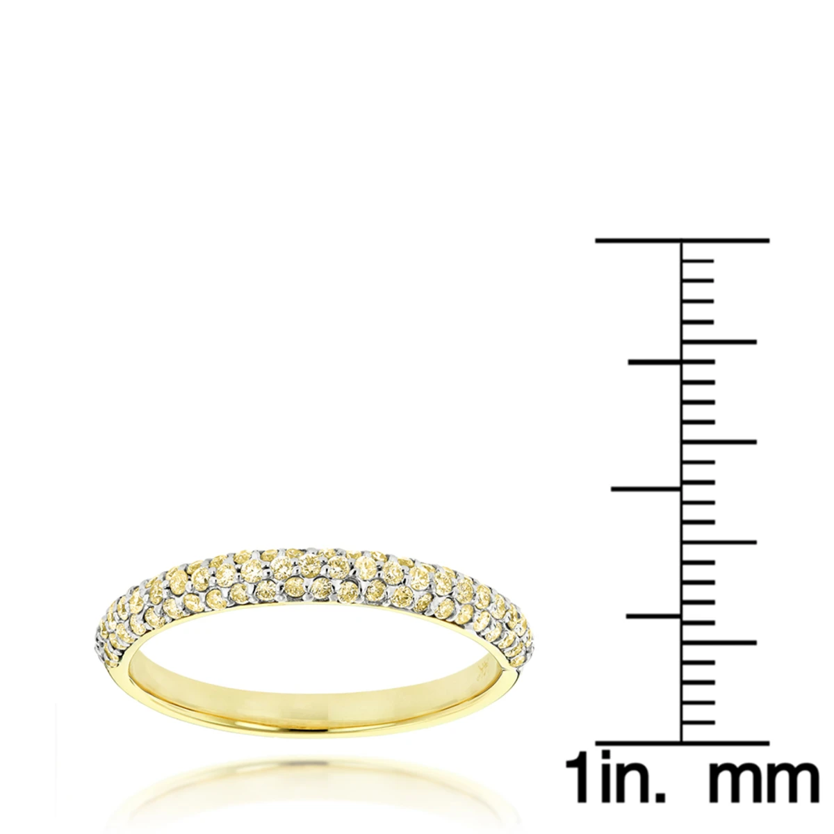Thin 14K Yellow Gold Women's Yellow Diamond Band Pave Diamonds 0.7ct 8 Thin 14K Yellow Gold Women's Yellow Diamond Band Pave Diamonds 0.7ct - Image 6
