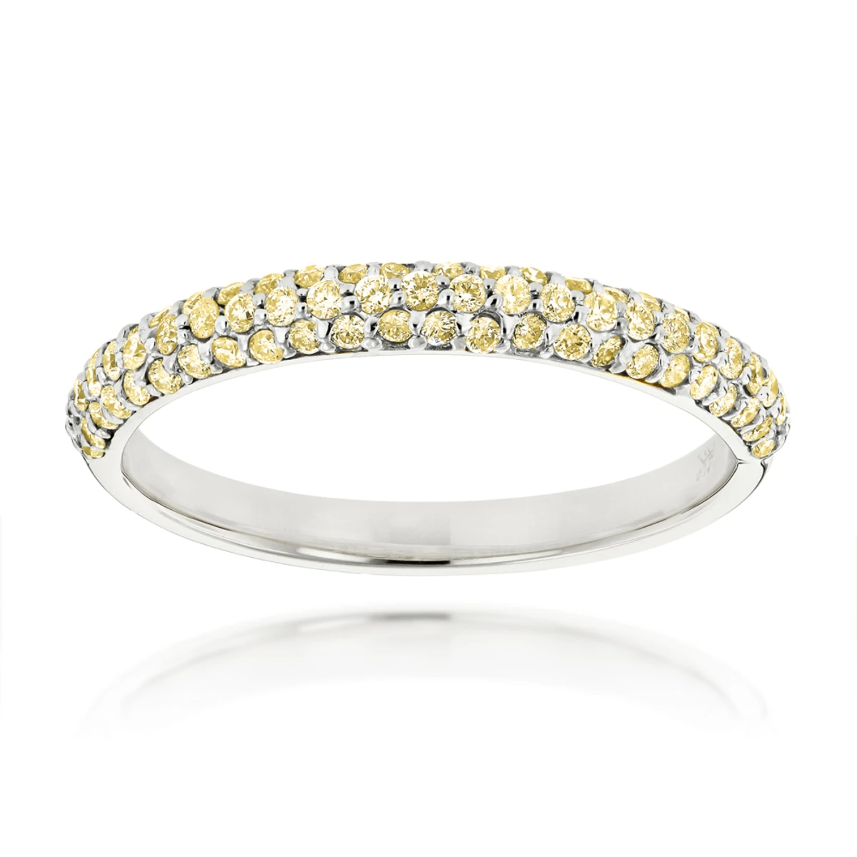 Thin 14K Yellow Gold Women's Yellow Diamond Band Pave Diamonds 0.7ct 4 Thin 14K Yellow Gold Women's Yellow Diamond Band Pave Diamonds 0.7ct - Image 2