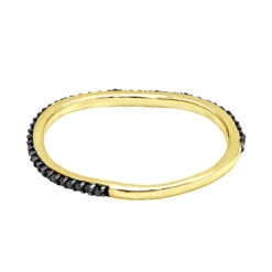 Thin Black Diamond Band For Women 14K Yellow Gold 0.15ct Curved Stackable Ring -Its Hot Jewelry Shop thin black diamond band in 14k gold 019ct stackable rings p 49481 backye