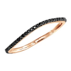 Thin Black Diamond Band For Women 14K Yellow Gold 0.15ct Curved Stackable Ring -Its Hot Jewelry Shop thin black diamond band in 14k gold 019ct stackable rings p 49481 ro