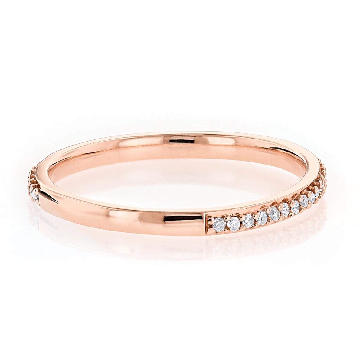 Ultra Thin Stackable Diamond Ring 0.15ct 14K Rose Gold Curved Design 6 Ultra Thin Stackable Diamond Ring 0.15ct 14K Rose Gold Curved Design - Image 4