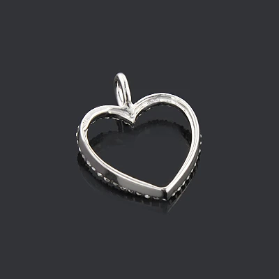 Small Diamond Heart Pendant 0.17ct 10K White Gold Charm 4 Small Diamond Heart Pendant 0.17ct 10K White Gold Charm - Image 2