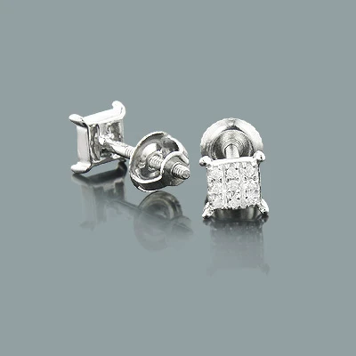 Tiny Diamond Stud Earrings 0.06ct 10K White Gold 3 Tiny Diamond Stud Earrings 0.06ct 10K White Gold