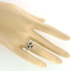 Triple Heart Ring With Black And White Diamonds 0.26ct 14K White Gold -Its Hot Jewelry Shop triple heart ring with black and white diamonds 026ct 14k gold 3