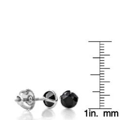 Two Carat 14K White Gold Solitaire Black Round Diamond Bezel Stud Earrings -Its Hot Jewelry Shop two carat 14k gold solitaire black round diamond bezel stud earrings rulerwh
