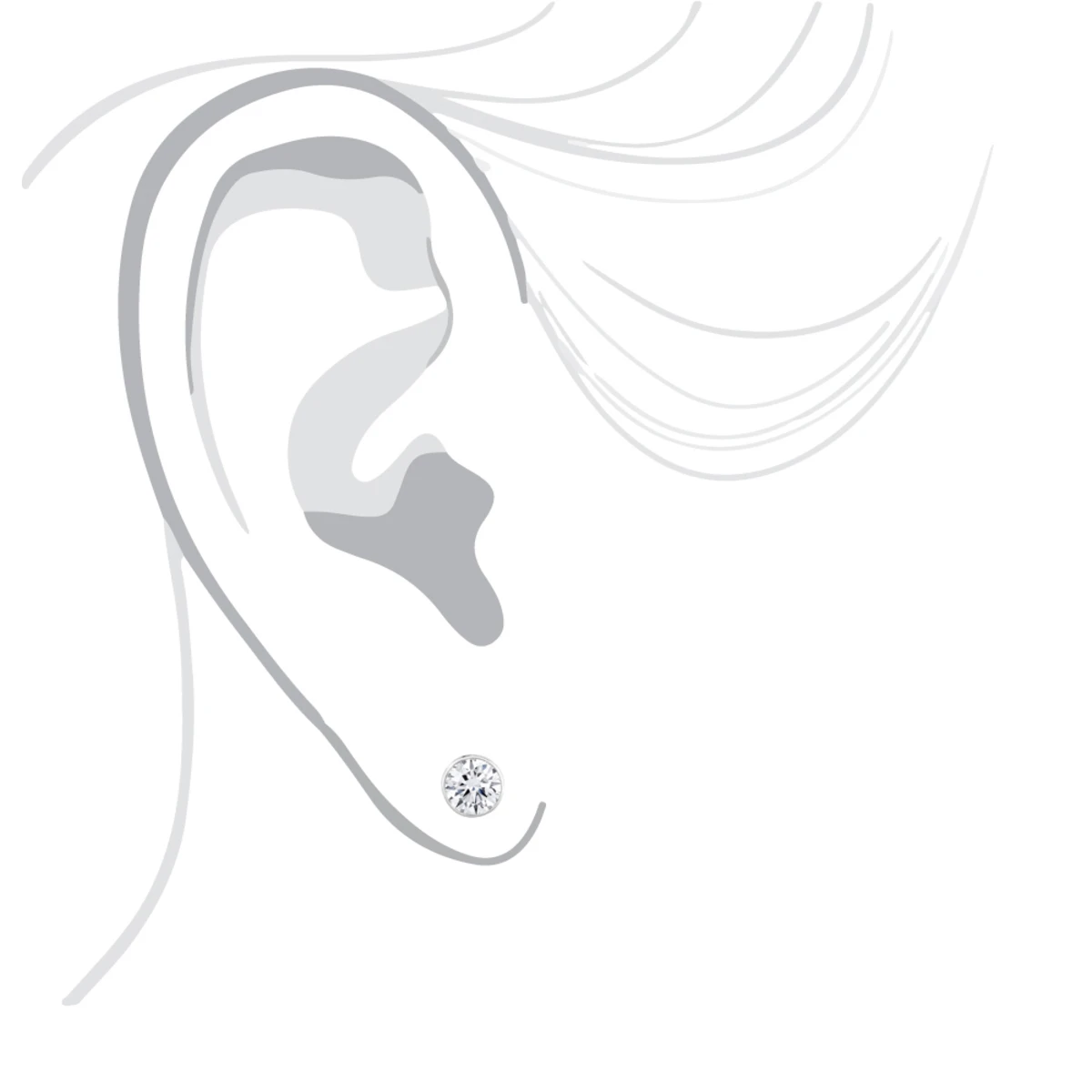 Two Carat 14K White Gold Solitaire Round Diamond Bezel Stud Earrings 6mm 8 Two Carat 14K White Gold Solitaire Round Diamond Bezel Stud Earrings 6mm - Image 6