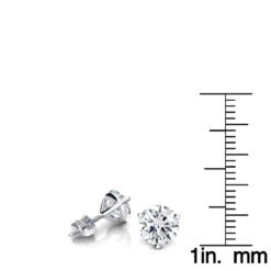 Two Carat 14K White Gold Solitaire Round Diamond Martini Stud Earrings -Its Hot Jewelry Shop two carat 14k gold solitaire round diamond martini stud earrings rulerwh