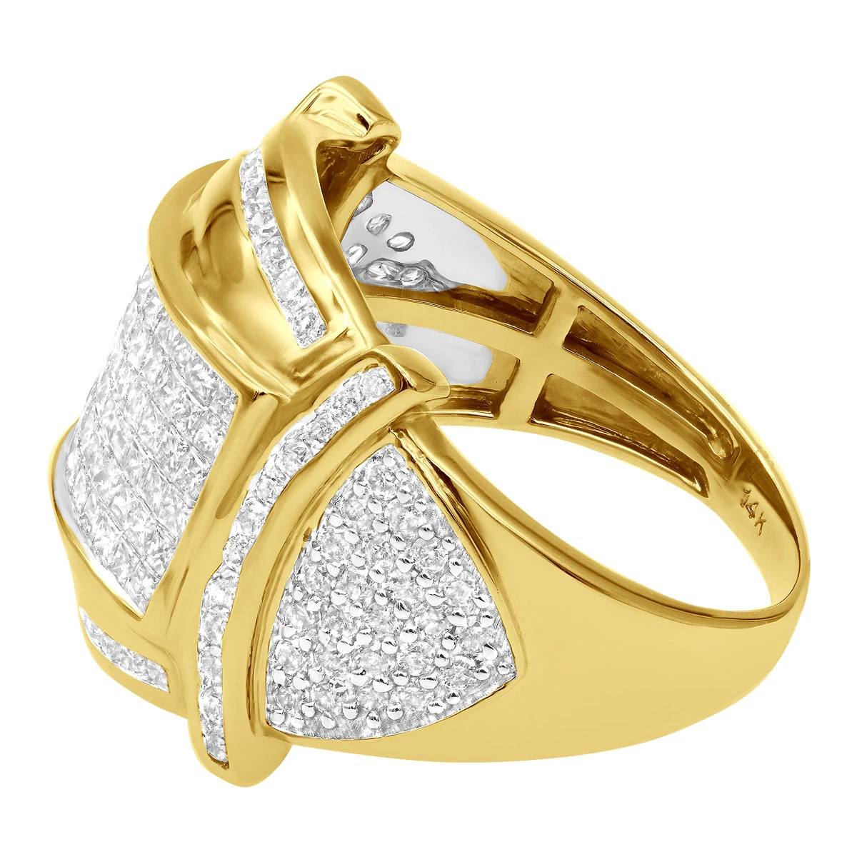 Two Carat Round & Princess Cut Men's Diamond Ring 14K Yellow Gold 4 Two Carat Round & Princess Cut Men's Diamond Ring 14K Yellow Gold - Image 2