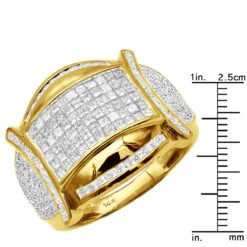 Two Carat Round & Princess Cut Men's Diamond Ring 14K Yellow Gold 9 Two Carat Round & Princess Cut Men's Diamond Ring 14K Yellow Gold -Its Hot Jewelry Shop two carat round princess cut mens diamond ring 14k gold ruler yellow 20221011