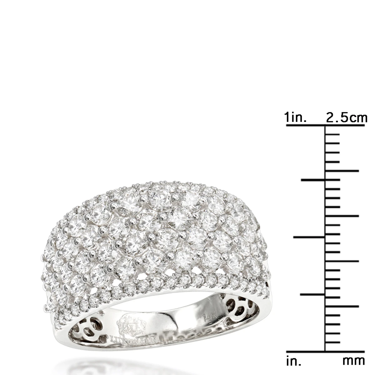 Unique Luxurman Bands: 14K Rose Gold Wide Diamond Ring For Women 2 Carat 8 Unique Luxurman Bands: 14K Rose Gold Wide Diamond Ring For Women 2 Carat - Image 6