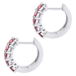 Pink Diamond Huggie Earrings Hoops 1 Carat 14K White Gold 11 Pink Diamond Huggie Earrings Hoops 1 Carat 14K White Gold -Its Hot Jewelry Shop unique 1 carat pink diamond hoop earrings 14k gold small huggies 018270 back white