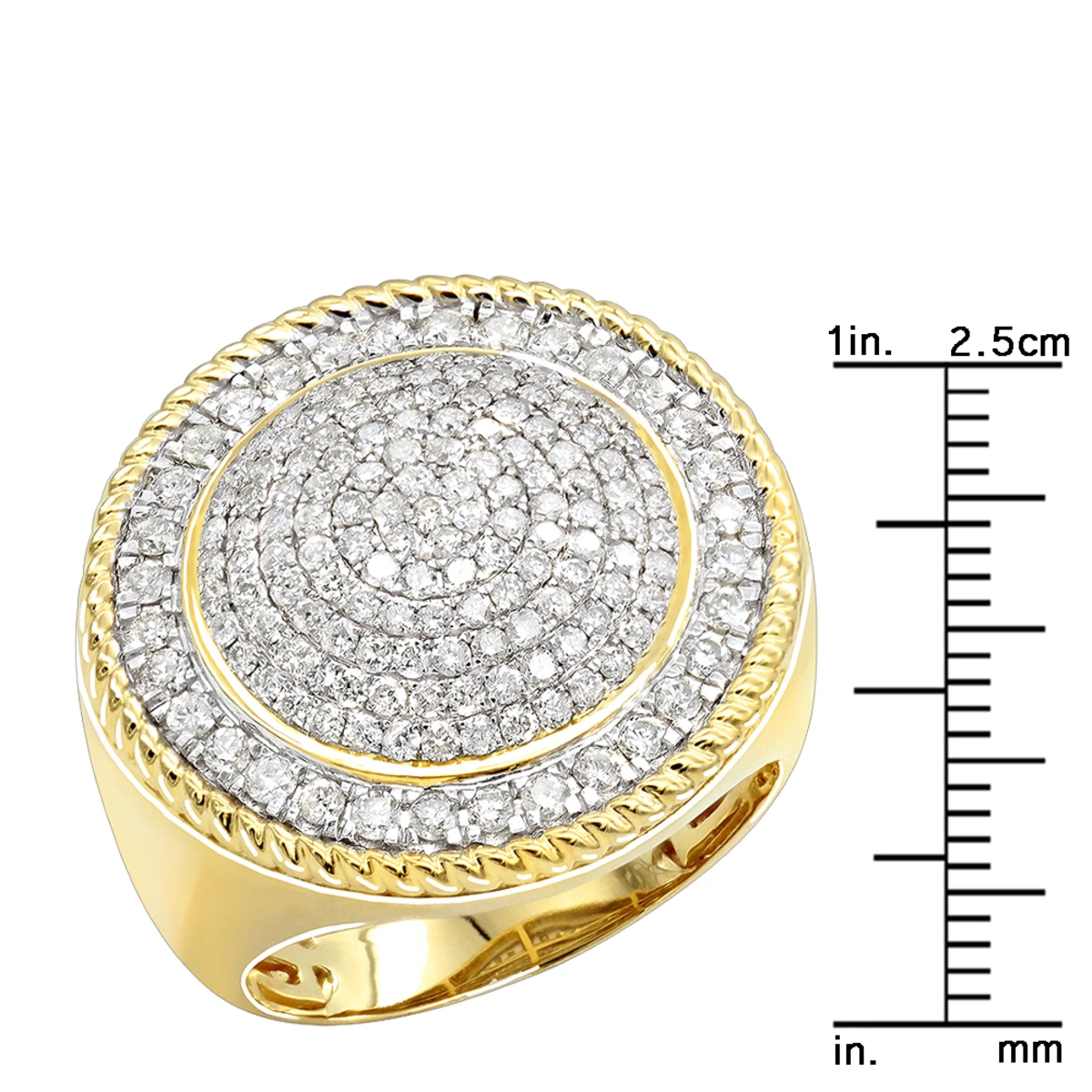 Unique 10K Yellow Gold 2 Carat Large Diamond Ring For Men Round Shape By Luxurman 8 Unique 10K Yellow Gold 2 Carat Large Diamond Ring For Men Round Shape By Luxurman - Image 6