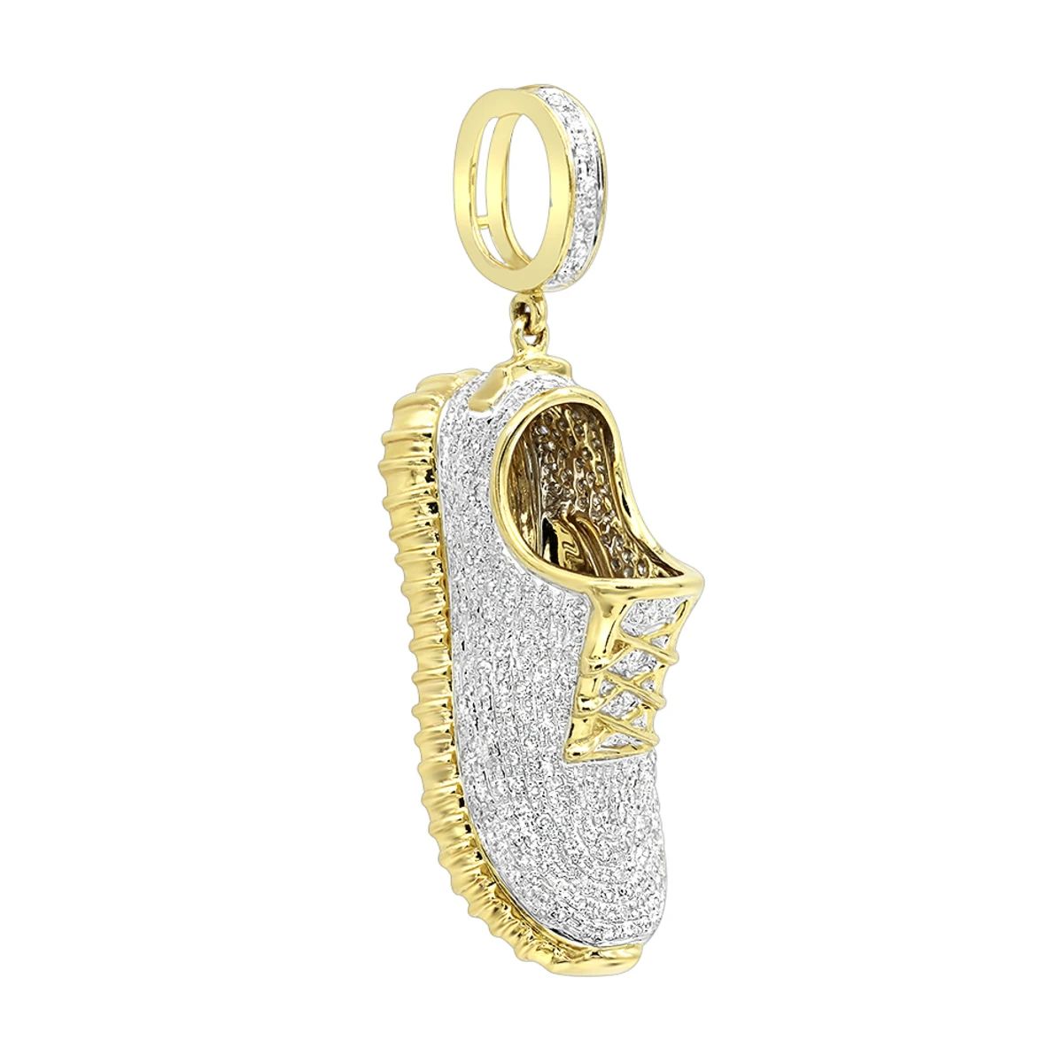 Unique 10K Yellow Gold Sneaker Shoe Diamond Pendant For Men 1.13ct By Luxurman 3 Unique 10K Yellow Gold Sneaker Shoe Diamond Pendant For Men 1.13ct By Luxurman