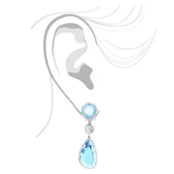 Unique 14K White Gold Blue Topaz Ladies Diamond Drop Earrings 0.64ct -Its Hot Jewelry Shop unique 14k blue topaz ladies diamond drop earrings 064ct 3