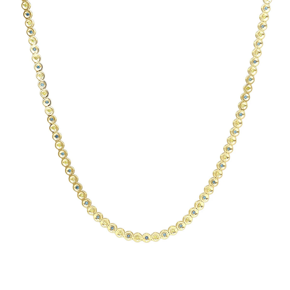 Unique 14K Yellow Gold Chain Blue And Yellow Diamond Necklace For Men 5Ct 3 Unique 14K Yellow Gold Chain Blue And Yellow Diamond Necklace For Men 5Ct