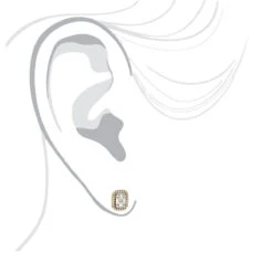 Unique Women's Or Men's Round & Baguette Diamond Cluster Earrings Studs 0.6ct -Its Hot Jewelry Shop unique 14k gold cluster diamond earrings studs for men and women halo design bodye