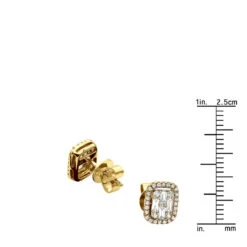 Unique Women's Or Men's Round & Baguette Diamond Cluster Earrings Studs 0.6ct -Its Hot Jewelry Shop unique 14k gold cluster diamond earrings studs for men women 06ct 803208 rulerye