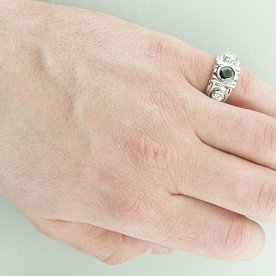 Unique 14K White Gold Men's Designer White And Black Diamond Ring 2.02ct 5 Unique 14K White Gold Men's Designer White And Black Diamond Ring 2.02ct - Image 3