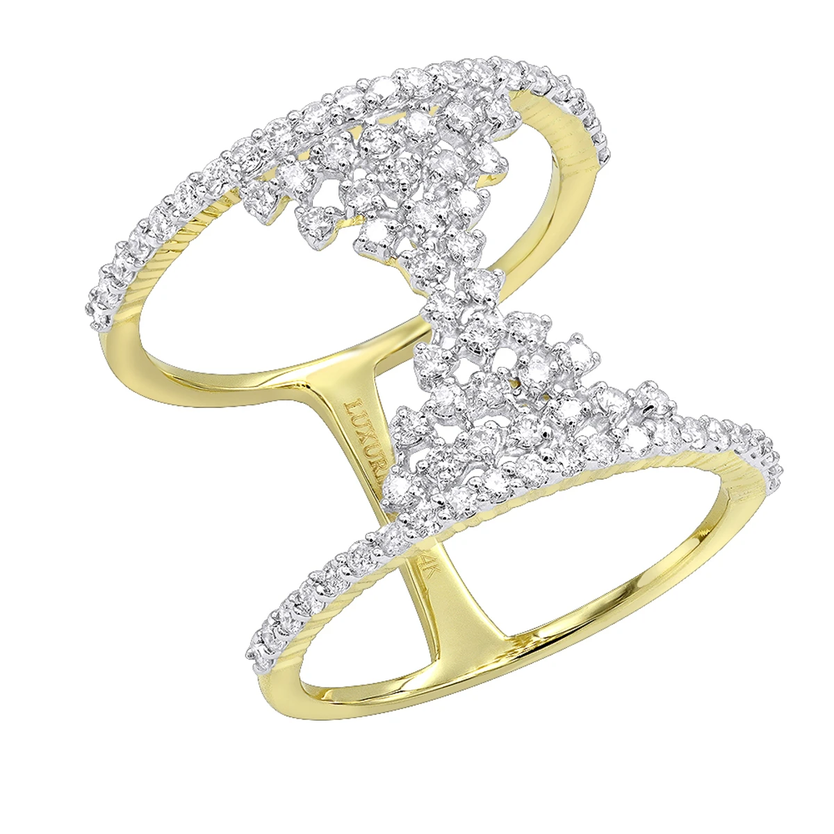 Unique 14K Yellow Gold Designer Diamond Cocktail Ring For Women 0.75ct By Luxurman 3 Unique 14K Yellow Gold Designer Diamond Cocktail Ring For Women 0.75ct By Luxurman