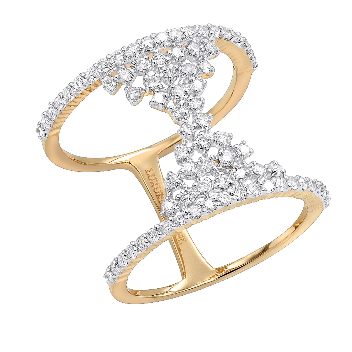 Unique 14K Yellow Gold Designer Diamond Cocktail Ring For Women 0.75ct By Luxurman 5 Unique 14K Yellow Gold Designer Diamond Cocktail Ring For Women 0.75ct By Luxurman - Image 3