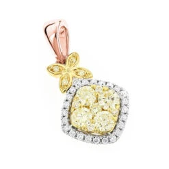 Unique 14K White Gold Designer White Yellow Diamond Women's Pendant By Luxurman -Its Hot Jewelry Shop unique 14k gold designer white yellow diamond womens pendant by luxurman ro