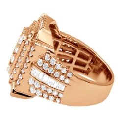Unique 14K Yellow Gold Large Men's 3.5ct Round & Baguette Cut Diamond Statement Ring 15 Unique 14K Yellow Gold Large Men's 3.5ct Round & Baguette Cut Diamond Statement Ring -Its Hot Jewelry Shop unique 14k gold large mens diamond statement ring 35 carat 803243 back rose