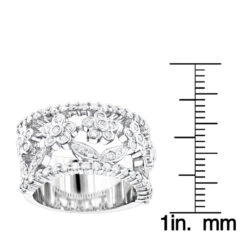 Unique 14K White Gold Round Diamond Flower Ring For Women By Luxurman 0.82ct -Its Hot Jewelry Shop unique 14k gold round diamond flower ring for women by luxurman 082ct rulerwh