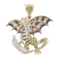 Unique 14K White Gold White Yellow Blue Diamond Dragon Pendant For Men 4.25ct 10 Unique 14K White Gold White Yellow Blue Diamond Dragon Pendant For Men 4.25ct -Its Hot Jewelry Shop unique 14k gold white yellow blue diamond dragon pendant for men 425ct ro