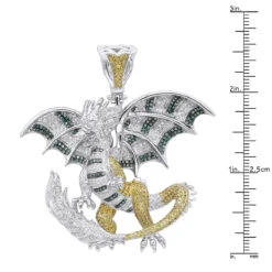 Unique 14K White Gold White Yellow Blue Diamond Dragon Pendant For Men 4.25ct 13 Unique 14K White Gold White Yellow Blue Diamond Dragon Pendant For Men 4.25ct -Its Hot Jewelry Shop unique 14k gold white yellow blue diamond dragon pendant for men 425ct rulerwh