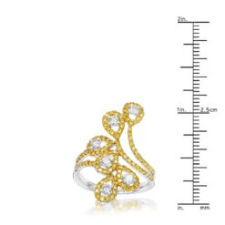 Unique 14K White Gold White Yellow Diamond Floral Ring For Women By Luxurman 1ct 13 Unique 14K White Gold White Yellow Diamond Floral Ring For Women By Luxurman 1ct -Its Hot Jewelry Shop unique 14k gold white yellow diamond floral ring for women by luxurman 1ct rulerwh