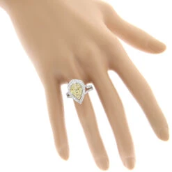 Unique 14K White Gold White Yellow Diamond Pear Shape Cluster Ring For Women 1.5c 12 Unique 14K White Gold White Yellow Diamond Pear Shape Cluster Ring For Women 1.5c -Its Hot Jewelry Shop unique 14k gold white yellow diamond pear shape cluster ring for women 15c bodwh