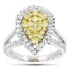 Unique 14K White Gold White Yellow Diamond Pear Shape Cluster Ring For Women 1.5c -Its Hot Jewelry Shop unique 14k gold white yellow diamond pear shape cluster ring for women 15c mainwh