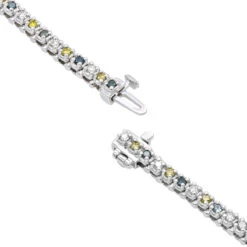 Unique 14K White Gold Yellow White Blue Diamond Tennis Bracelet For Women 1.5ct -Its Hot Jewelry Shop unique 14k gold yellow white blue diamond tennis bracelet for women 15ct backwh