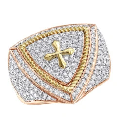 Unique 14K White Gold Cross Diamond Ring For Men By Luxurman 1.5ct -Its Hot Jewelry Shop unique 14k yellow white gold cross diamond ring for men by luxurman 1 5ct ro