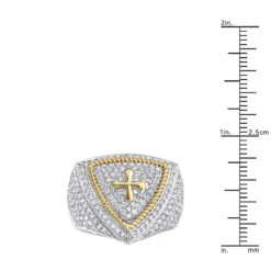 Unique 14K White Gold Cross Diamond Ring For Men By Luxurman 1.5ct -Its Hot Jewelry Shop unique 14k yellow white gold cross diamond ring for men by luxurman 1 5ct rulerwh