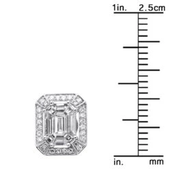 Unique 18K White Gold Emerald Cut Diamond Stud Earrings Halo Design 2.5ct 17 Unique 18K White Gold Emerald Cut Diamond Stud Earrings Halo Design 2.5ct -Its Hot Jewelry Shop unique 18k gold emerald cut diamond stud earrings halo design 25ct 803202 ruler white