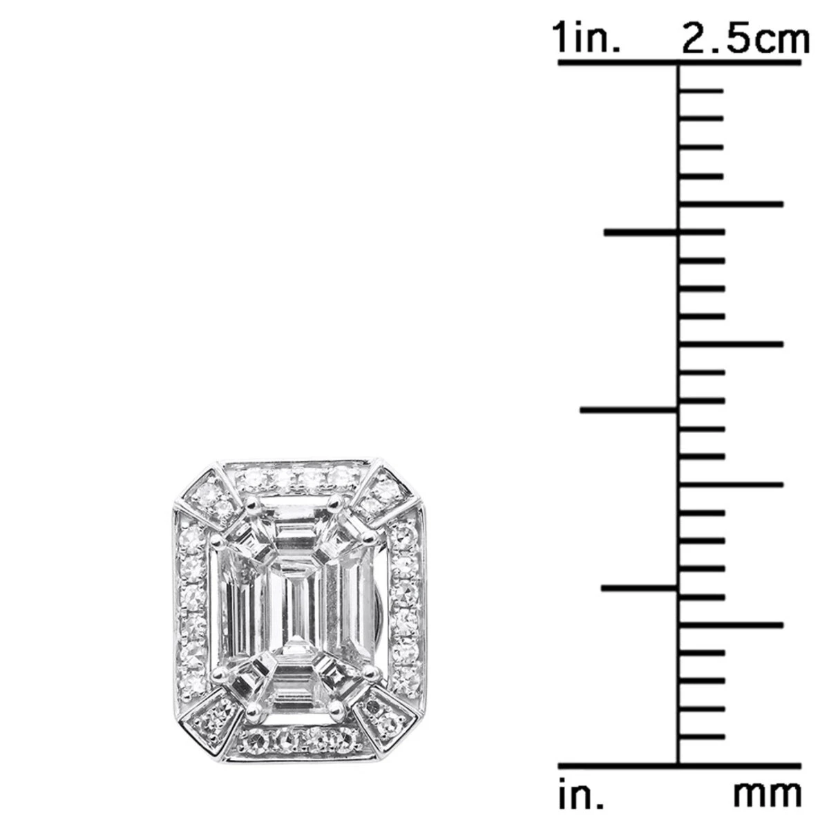 Unique 18K White Gold Emerald Cut Diamond Stud Earrings Halo Design 2.5ct 10 Unique 18K White Gold Emerald Cut Diamond Stud Earrings Halo Design 2.5ct - Image 8