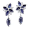 Unique 18K White Gold Ladies Designer Diamond Flower Earrings Blue Sapphires -Its Hot Jewelry Shop unique 18k gold ladies designer diamond flower earrings blue sapphires 1