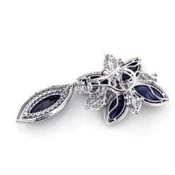 Unique 18K White Gold Ladies Designer Diamond Flower Earrings Blue Sapphires -Its Hot Jewelry Shop unique 18k gold ladies designer diamond flower earrings blue sapphires 2